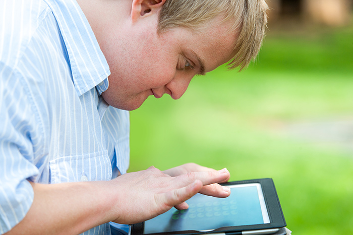 Student using an iPad