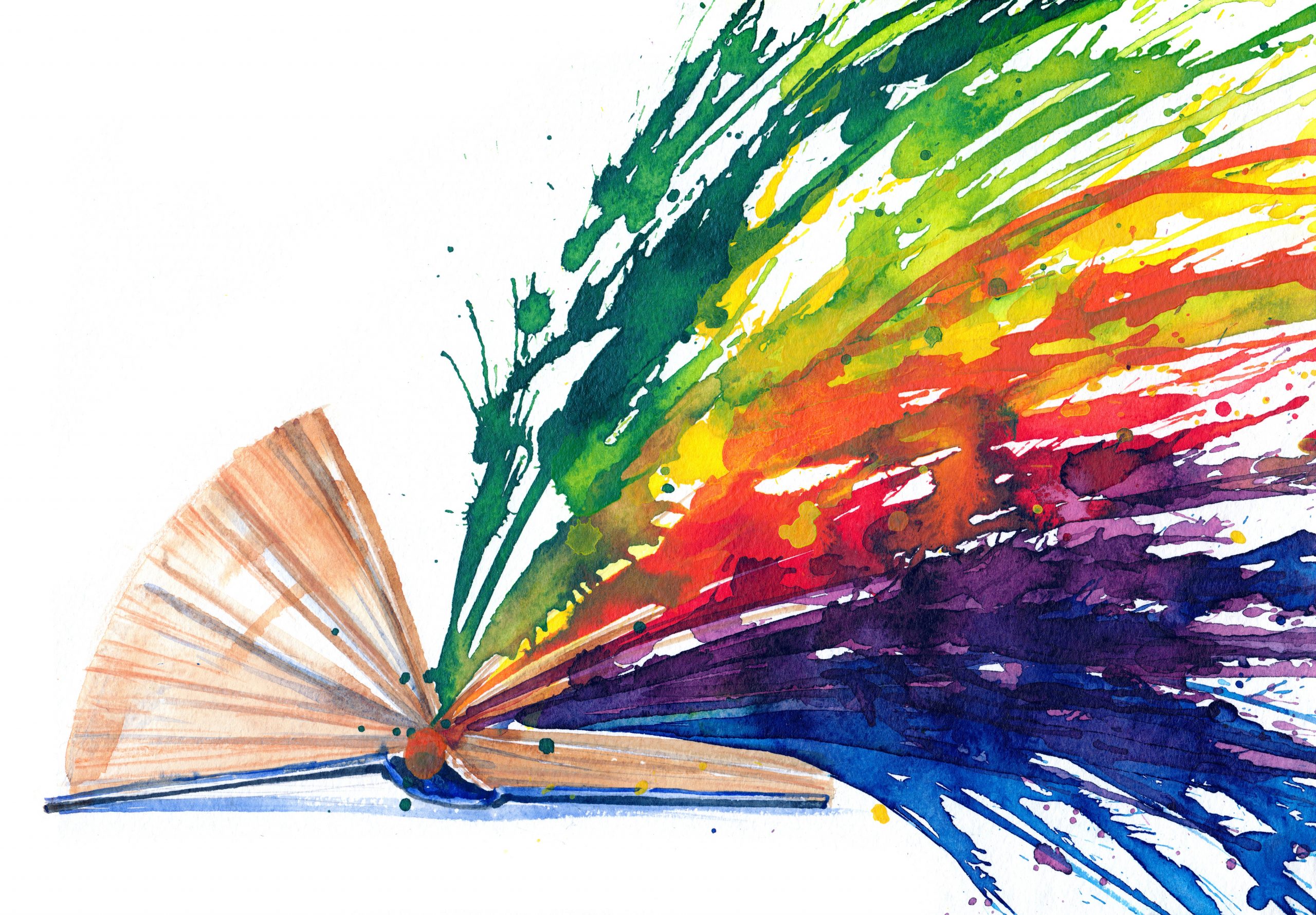 Annual Reports Book open with rainbow colors pouring out