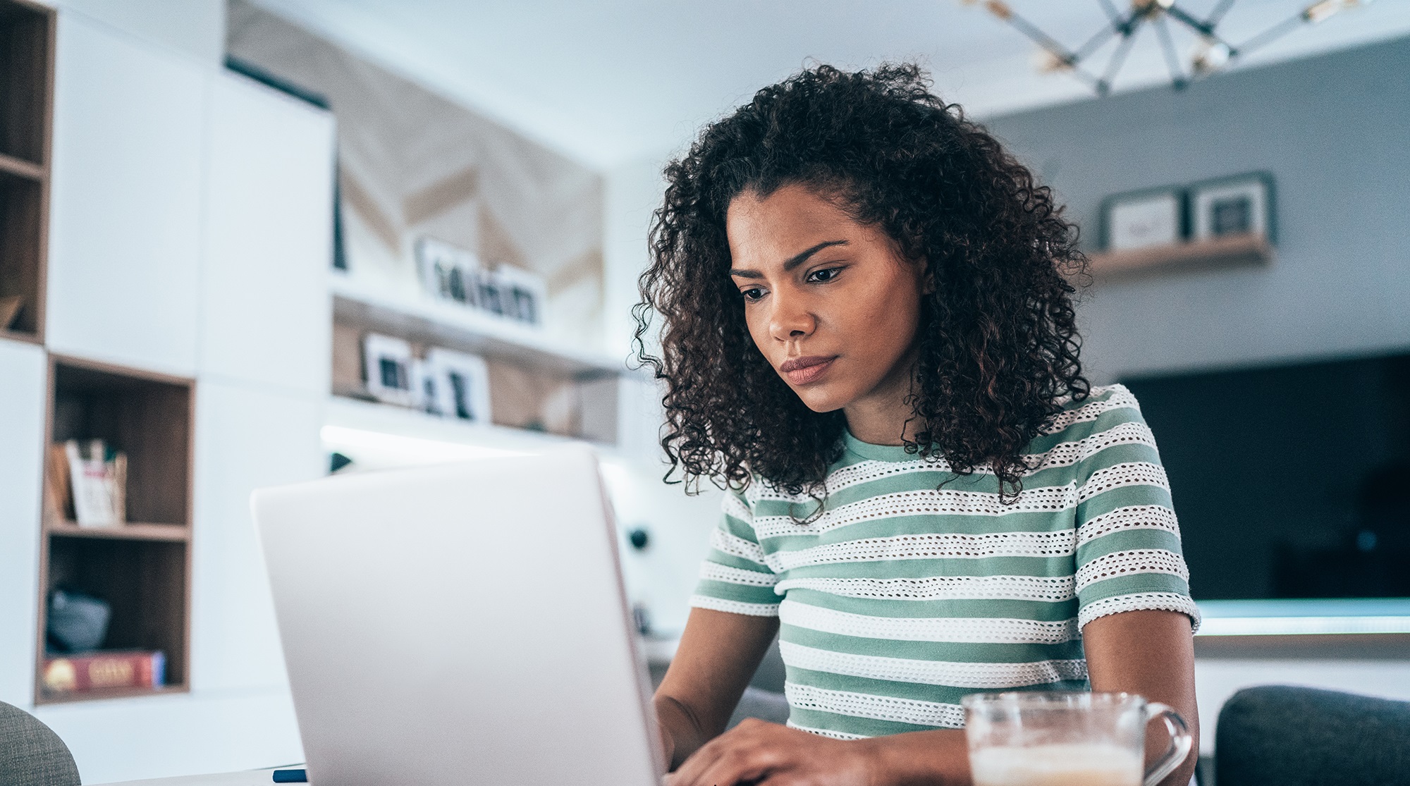 Technology cover Young woman working on a computer